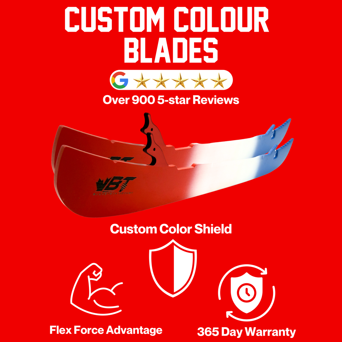 Bladetech Hockey Skate Blades - Custom Color Steel - for all hockey skates